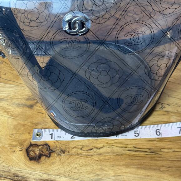 Chanel Camelia Flower Clear PVC Leather Crossbody Bucket Bag Authentic CoA - Picture 9 of 13